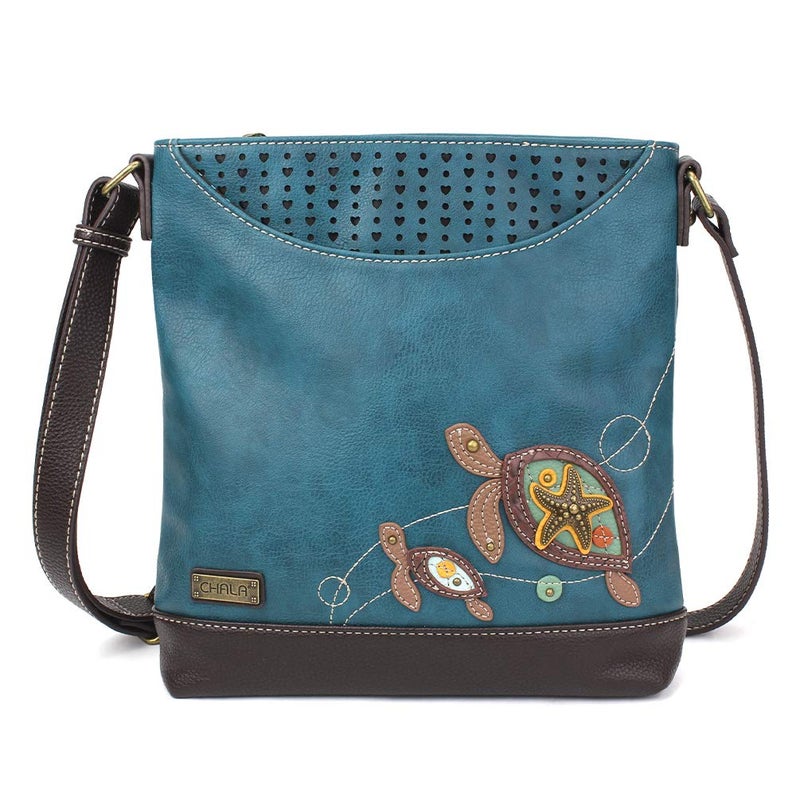 CHALA Sweet Messenger Mid Size Shoulder Purse with Adjustable Strap - Two Turtles - turquoise - Image 1
